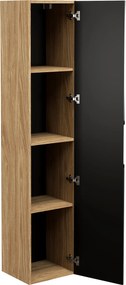 Comad Doplnková kúpeľňová skrinka vysoká Luxor Black 35 olejovaný dub/čierna mat