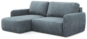 Sivomodrá ženilková rozkladacia/s úložným priestorom rohová pohovka (ľavý roh/s leňoškou) Lilo – Makamii
