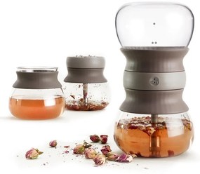 Svetlohnedá sklenená kanvica na čaj so sitkom 500 ml – Lékué