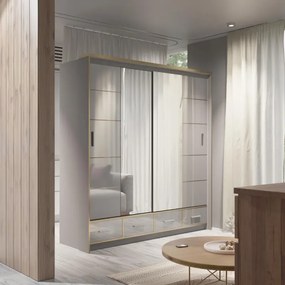 Šatníková skriňa Modena 200 LED, čierna/čierna lesk