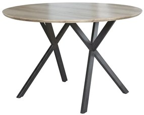 Jedálenský stôl, dub sivý/čierna, priemer 100 cm, AKTON