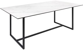 Jedálenský stôl Symbiosis 200cm keramický biely mramorový vzhľad