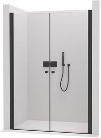 Cerano Antelo, 2-krídlové sprchové dvere 108x190 cm, 6mm číre sklo, čierny profil, CER-CER-432364