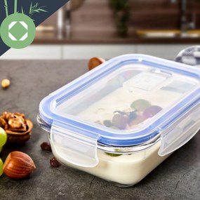 Klarstein Obdĺžnikové sklenené dózy, súprava 4 kusov, 1520 ml, 1040 ml, 640 ml, 370 ml, s vrchnákom