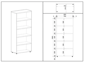 Vysoká skriňa SimpleOffice 80 x 40 x 180 cm, breza