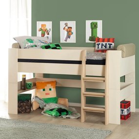 Béžová vyvýšená detská posteľ bez roštu 90x200 cm Loft – Roba