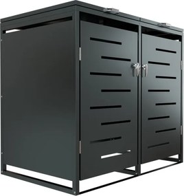 Kovový prístrešok pre 2 popolnice, antracit, 132×116×80 cm