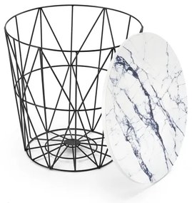 Konferenčný stolík HARISSA 41x42 cm čierna/biely dekor mramoru