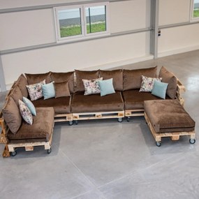 Golden Garden Paletové sedenie GG92/1 - Podsedáky a Vankúše "FIT IN" 120cm x 80cm x 15cm - penový granulát - capuccino