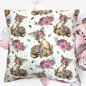 Set vankúšových mantinelov 2 ks – minky a 100% bavlna so srnkami, 40x40 cm, hypoalergénna výplň