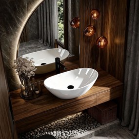 Rea Kate, umývadlo na dosku 450x270x140 mm, biela lesklá, REA-U6802