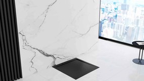 Rea Grand Black, sprchová vanička z minerálneho kameňa 100x80x3,5 cm, čierna matná, REA-K4593