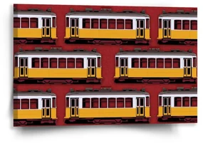 Sablio Obraz Lisabonské historické električky Červený Pattern - 60x40 cm
