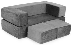 DIY modulárna rozkladacia pohovka pre deti 4 mäkké vankúše - sivá ECOTOYS