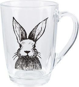 Sklenený hrnček na čaj s králikom Rabbit Cartoon - 11 * 8 * 11 cm / 300 ml