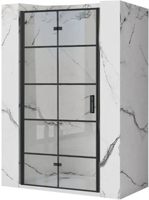 Rea Molier, skladacie sprchové dvere 90x190cm do otvoru, 6mm číre sklo, čierny profil, KPL-K1538