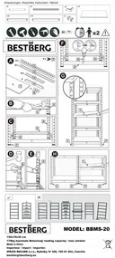 Kovový regál BestBerg BBMS-20 / 70 x 150 x 30 cm / 5 políc / strieborná/hnedá
