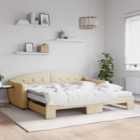 Rozkladacia denná posteľ s matracmi krémová 100x200 cm látka 3197557
