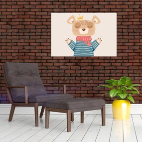 Obraz - Béžový medvedík s korunkou (90x60 cm)