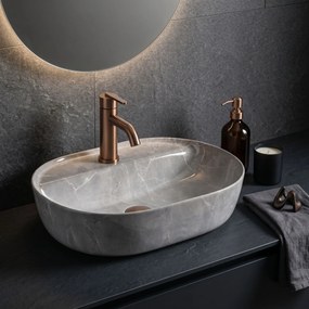 Rea Aura 51, oválne umývadlo na dosku, 505x385x135mm, imitácia kameňa, REA-U3227