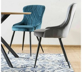 Sametová jídelní židle Lotus šedá