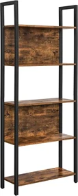 Knižnica, industriálna, 5 políc, 165x62x24cm
