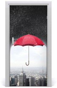 Fototapeta samolepiace dvere dáždnik nad mestom 85x205 cm