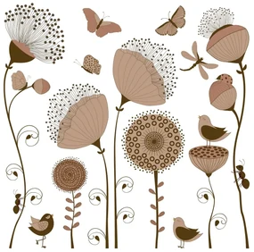 Samolepiaca dekorácia Simple Flowers, 30 x 30 cm