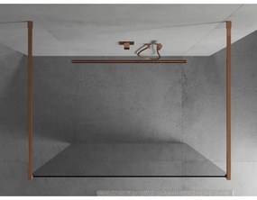 Mexen Kioto, priechodná sprchová zástena 130 x 200 cm, 8mm číre sklo, 2x zlatá stabilizačná rozpera, profil ružové zlato, 800-130-002-60-00