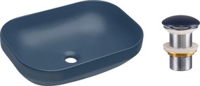 Comad Keramické umývadlo na dosku Neli 50x35 modrá + výpusť Click-Clack modrá