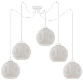 Závesné svietidlo Riffle Round Spider, 5x biele sklenené tienidlo, w