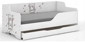DomTextilu Detská posteľ dievčatko s motýľmi 160x80 cm  Biela 52464