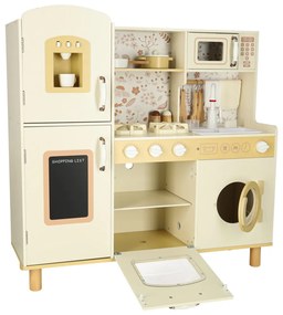 KIK Detská kuchynka mdf drevená s príslušenstvom vodovodný kohútik zvuky svetla 90 cm pastelová