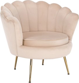 Kreslo v štýle Art-deco, béžová Velvet látka/gold chróm-zlatý, NOBLIN