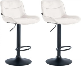 2x Barová stolička Vonore - zamat, čierny rám - Krémová