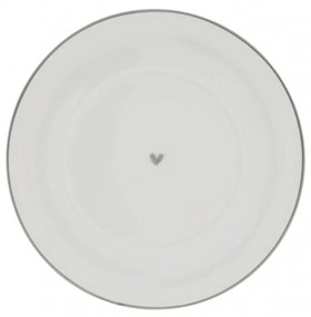 Plate Cup 15cm White/Heart in Grey