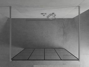 Mexen Kioto, sprchová zástena Walk-In 150 x 200 cm, 8mm sklo čierny vzor, chrómový profil, 800-150-002-01-77