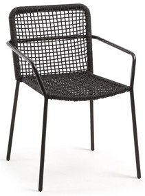 Čierna záhradná stolička s oceľovou konštrukciou Kave Home Bomer