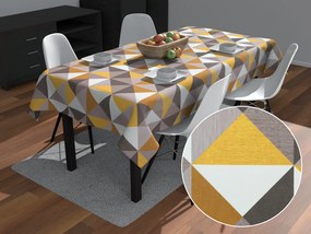 Biante Zamatový obdĺžnikový obrus Tamara TMR-020 Žlto-sivé trojuholníky 100x140 cm