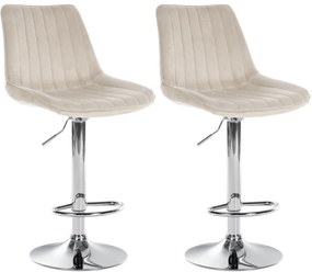 Design-Shop 2x Barová stolička Toni - zamat, chróm rám - Krémová