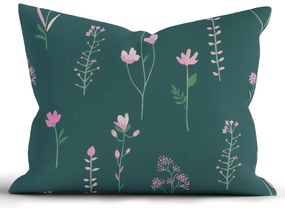 Bavlnená obliečka na vankúš Renforcé 70 × 90 cm - Vlčie maky tmavo zelené