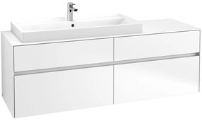 VILLEROY &amp; BOCH Collaro závesná skrinka pod umývadlo na dosku (umývadlo vľavo), 4 zásuvky, 1600 x 500 x 548 mm, White Matt, C02900MS