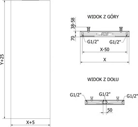 Mexen Flat VS20S, panelový radiátor, 1600x400mm, spodné stredové pripojenie, 794 W, čierna, W6VS20S-160-040-70