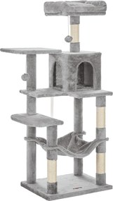 Mačací strom DÁRIUS, 55x45x143cm, bledá šedá SongmicsHome