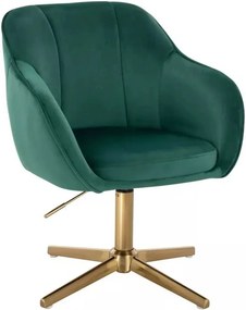 LuxuryForm DESIGN Stolička AVOLA VELUR na zlatom kríži - zelená