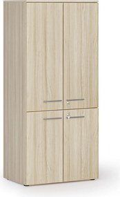 Kancelárska policová skriňa PRIMO WOOD, polené dvere, 800 x 500 x 1781 mm, dub prírodný
