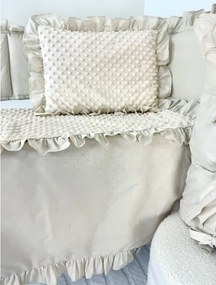 Set do kočíka béžový – deka a vankúšik, obojstranný 100% bavlna a hebká minky, pohodlie pre bábätko