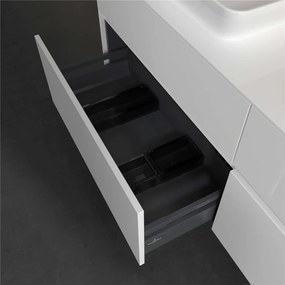 VILLEROY &amp; BOCH Collaro závesná skrinka pod dve umývadlá na dosku, 4 zásuvky, 1600 x 500 x 548 mm, Glossy White, C12300DH