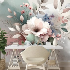 Tapeta pastelové akvarelové kvety