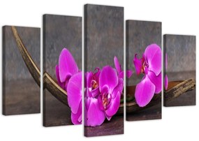 Obraz na plátně pětidílný Orchidejové květinové zenové lázně - 150x100 cm